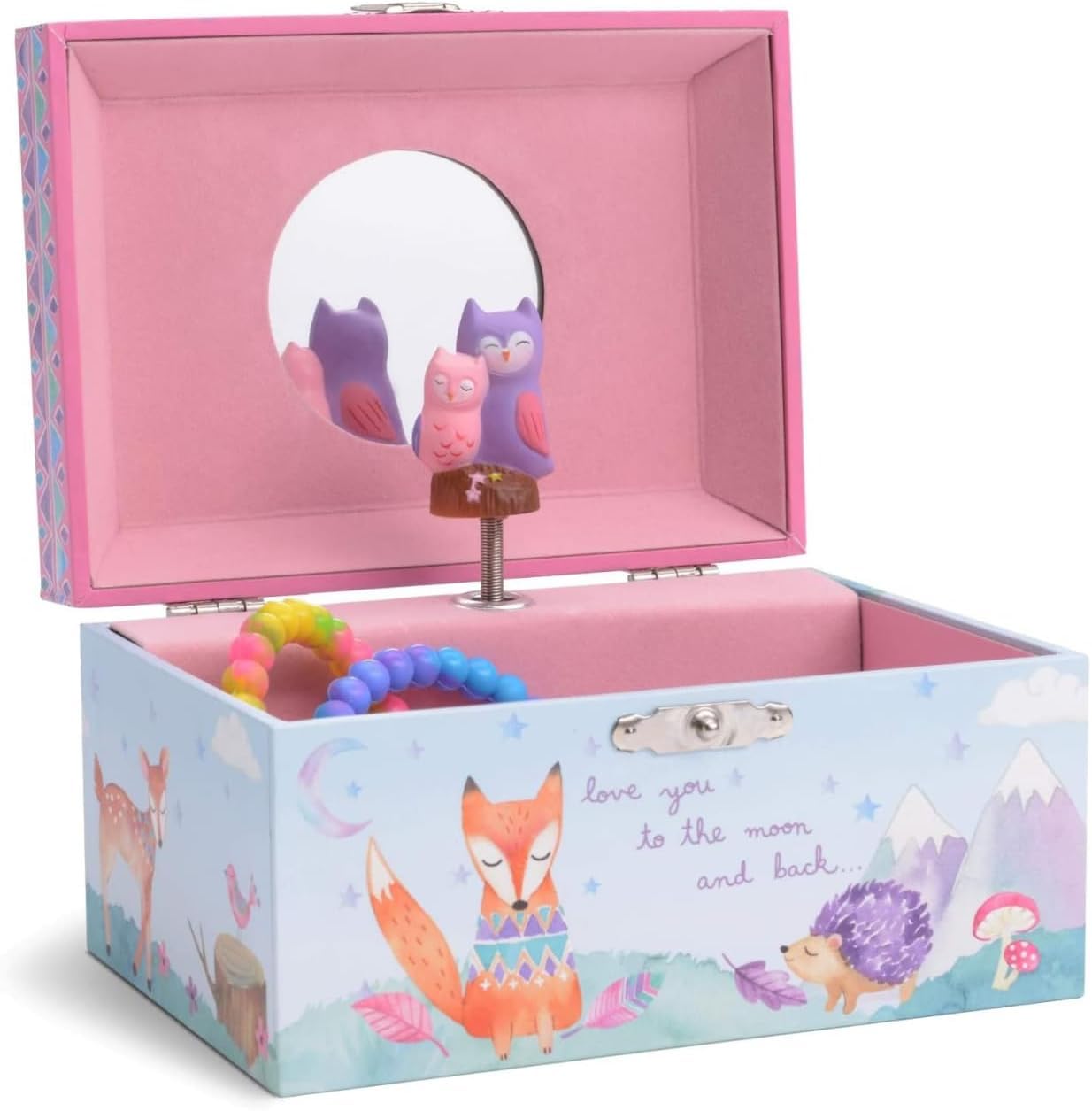 Jewelkeeper Musical Owl Jewellery Box for Girls, Featuring Woodland Design, Twinkle Twinkle Little Star Tune - Enchanting Jewellery Box for Girls with Spinning Owls for Birthday and Special Occasions
