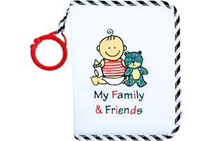 GENIUS BABY TOYS Baby Photo Book, Babys First Photo Album Soft, My First Family Picture Book for Baby, Soft Fabric Cover Easy to Clean, Nontoxic, Holds 17 Photos, Personalize with Your Favorite Pictures, No Hard Edges