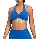 Aoxjox Women's Workout Sports Bras Fitness Taylor Scrunch Halter Bra Yoga Crop Tank