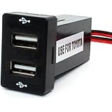 Cllena Car 12V 24V to 5V 3.1A Dual USB Ports Dashboard Mount Charger Blue Light for Toyota (2.1/1.2A-2)