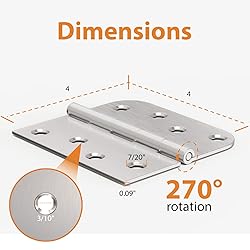 AmzGod 24 Pack Brushed Nickel Door Hinges, 4 Inch