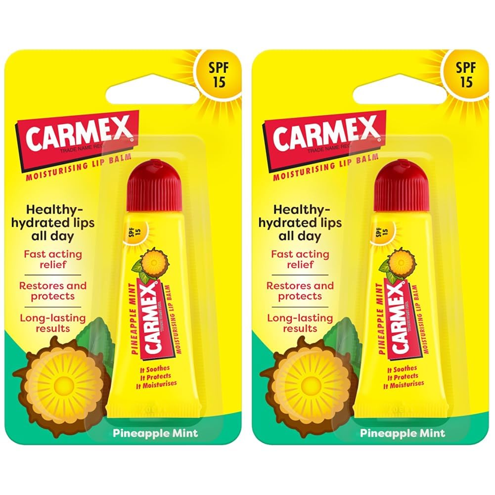 Carmex Moisturising Lip Balm Tube - Pineapple Mint, 11.6ml (Pack of 2)