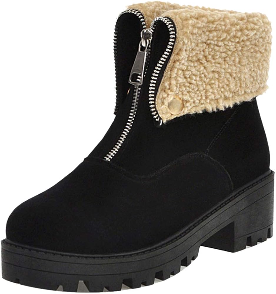 Amazon Com Fanimila Women Winter Boots Platform Martin Boots Zipper Boots