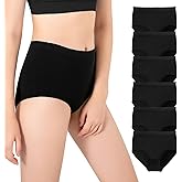 Hlizonn Women’s High Waist Underwear 6-Pack, Soft Stretchy Breathable Panties, Moisture-Wicking Full Coverage Briefs