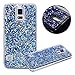 Galaxy S5 Case, Galaxy S5 Neo Case, Galaxy S5 Liquid Glitter Case,PHEZEN 3D Creative Design Shiny Quicksand Flowing Bling Glitter Sparkle Heart Clear Hard Case for Samsung Galaxy S5 - Blue Diamonds