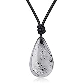 COAI Teardrop Gemstone Necklaces for Women, Crystal Jewelry for Women, Amethyst/Aquamarine/Black Obsidian/Labradorite