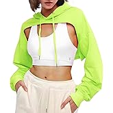 BEJONS Women Long Sleeve Cropped Super Crop Top Hoodies Sweatshirt Aesthetic Punk Hip Hop Dance Sexy Rave Cloth