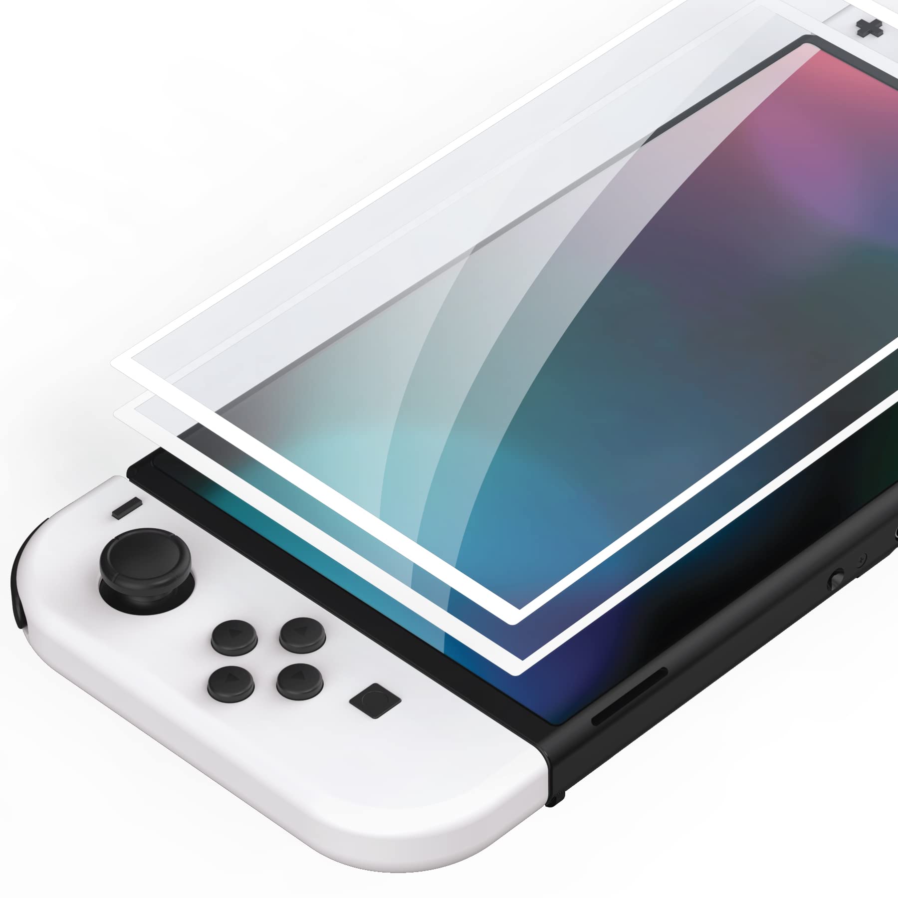 White Border Tempered Glass Screen Protector for Nintendo Switch OLED, Anti-Scratch Transparent HD Clear Protector Film for Switch OLED - 2 Pack Included