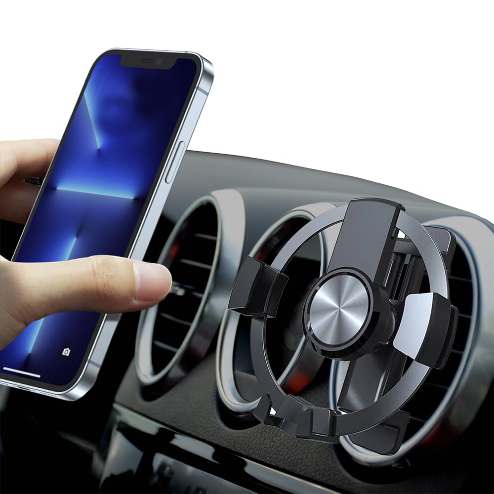 Car Phone Holder for Round Air Vent, Universal Circular Vent Mobile Phone Mount , 360° Rotation Hands-Free Cradle Compatible with iPhone 17 16 15 14 13 Pro Max, Samsung, Mercedes Benz, Audi, Mini