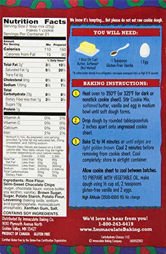 Immaculate Baking Mix, Gluten Free Cookie Chocolate Chip, 19.0 Ounce