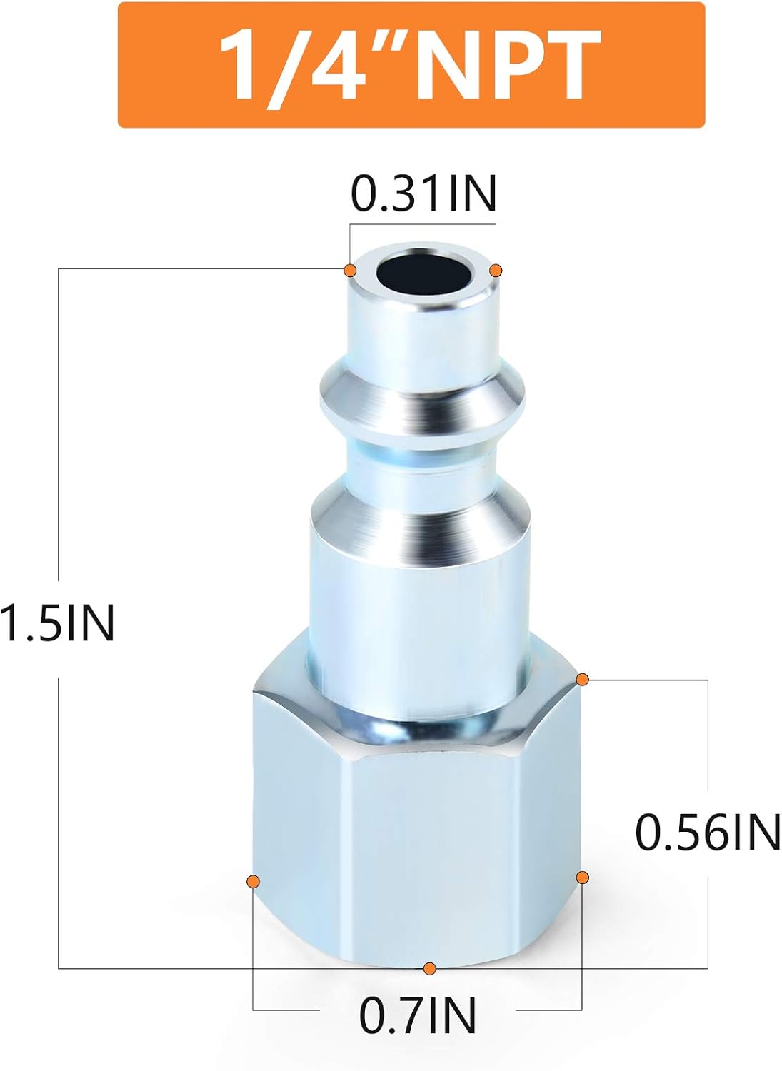Gasher 1/4-Inch NPT Female Industrial Air Plug, Pneumatic Plugs 300PSI (20-Pack) - - 