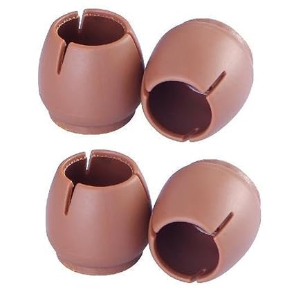 SpiderJuice Durable Flexible Silicone Anti-Slip Anti-Scratch Noise Reducer Floor Protection Soft Cover Caps Pads for Chair Legs (Pack of 4, Brown Color)