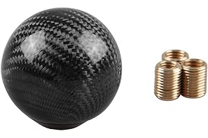 RYANSTAR Gear Shift Knob Universal Shifter Knobs with 3 Adapters Stick Shifter Round Ball Carbon Fiber Style Black