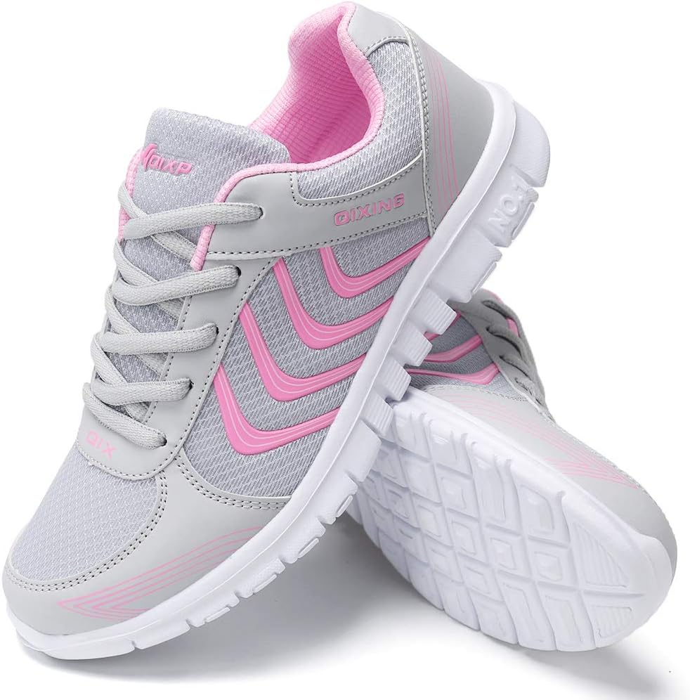 Women's Athletic Road Running Lace up Walking Shoes Comfort Lightweight Fashion Sneakers Breathable Mesh Sports Tennis Shoes