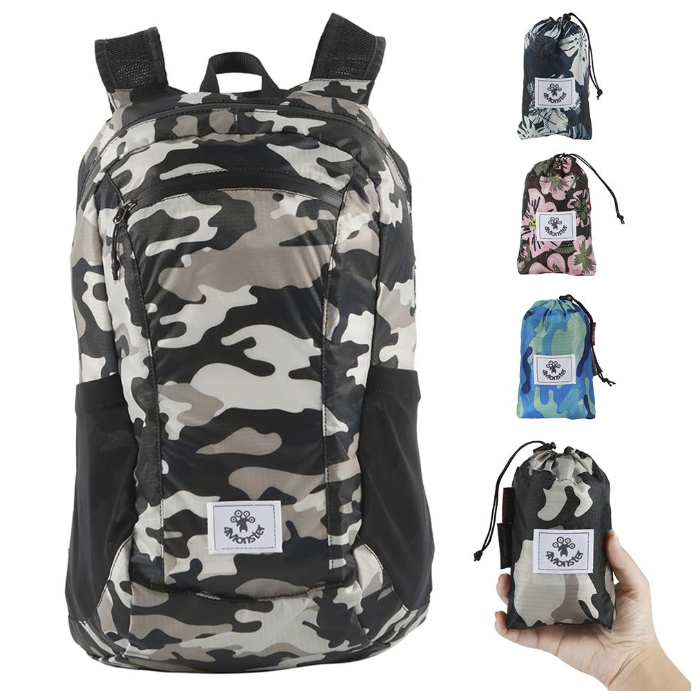 Photo 1 of 4Monster Hiking Daypack,Water Resistant Lightweight Packable Backpack for Travel Camping Outdoor (Army Green, 24L)