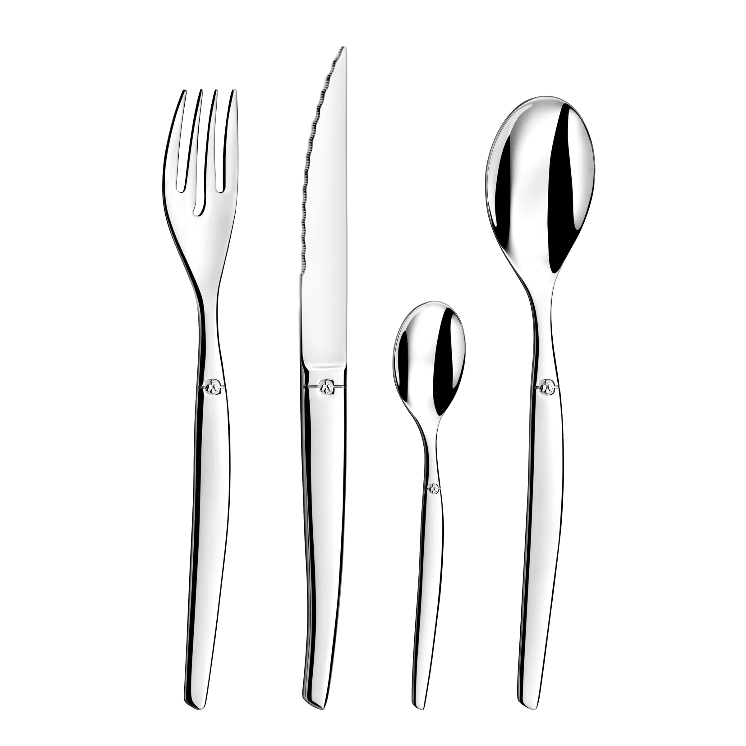 Lou Laguiole Jet 24pc Cutlery Set, Mirror Steel