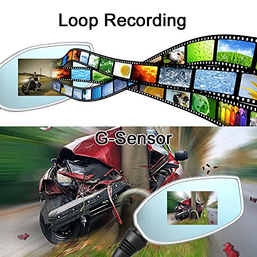 KKmoon 2.4 Inch Motorcycle Rearview Mirror Twin Camera Motorbike Dash Cam Video Camcorder