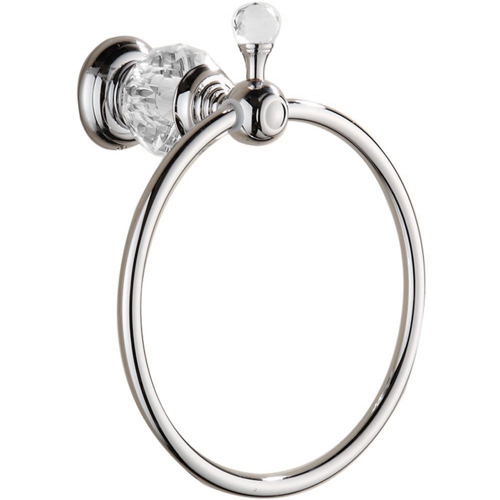 Nokozan Luxury Crystal Series Chrome Fished Batrhoom Towel Ring Holder Wall Mouted