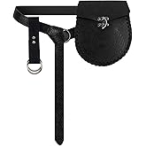 ANTWASP Nordic Embossed Belt Pouch Retro Vintage Portable Waist Bag Renaissance Belts Set Medieval Side Pack for Cosplay Accessories(Black)