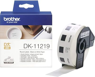 Brother DK-11219 Round Label Roll 12mm Black on White 1200 Labels