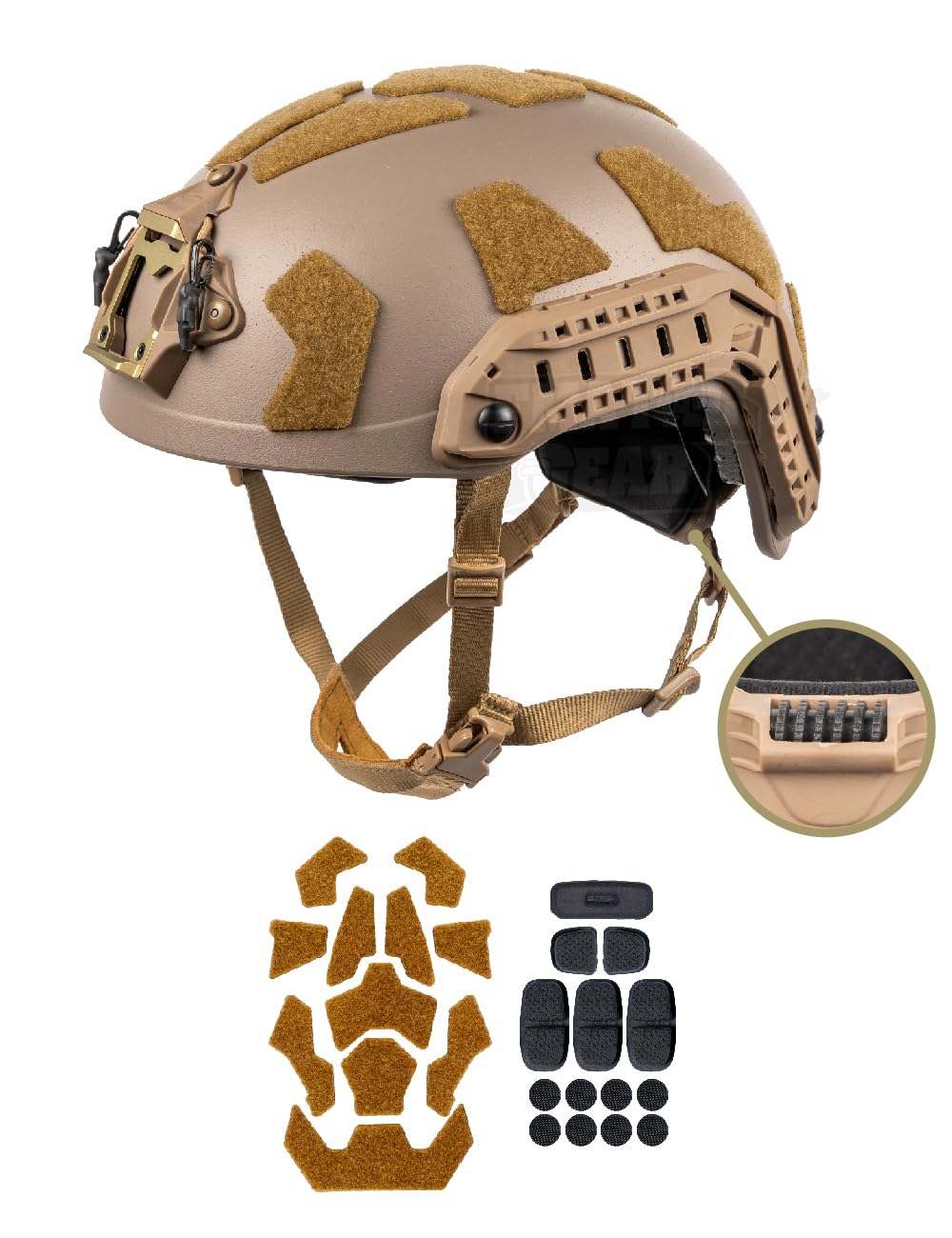 Photo 1 of FMATAL GEAR SF Super Hight Cut Fast Helmet ABS for Airsoft Helmets Tactical Helmet Paintball Outdoor Sports Hunting Shooting (Sand, L/XL)
