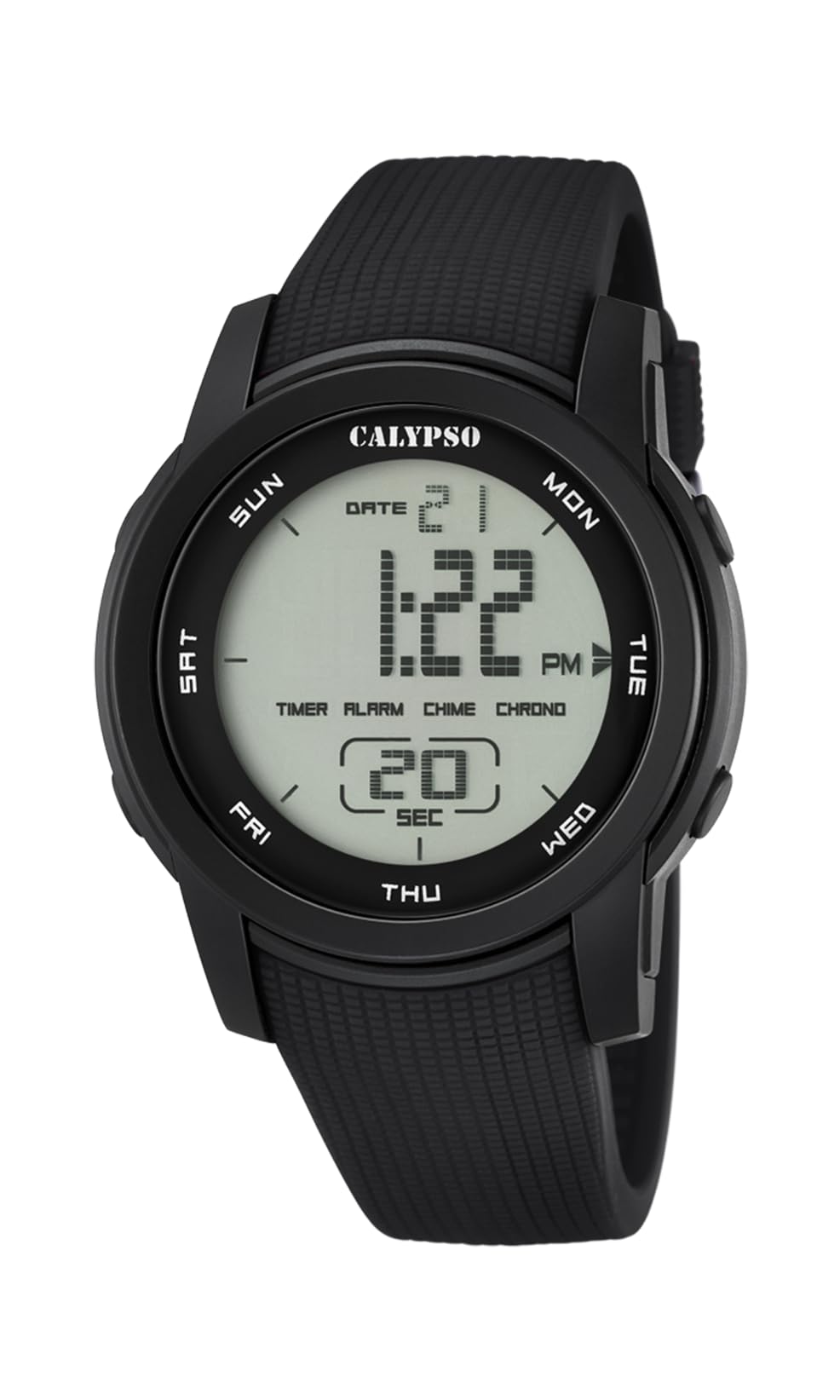 Calypso Unisex Digital Watch with LCD Dial Digital Display and Black Plastic Strap K5698/6