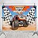 TJ Monster Truck Theme Photography Backdrops Baby Shower Boy Happy Birthday Party Decor Banner Grave Digger Speed Photo Background Studio Booth Props 7x5FT Vinyl