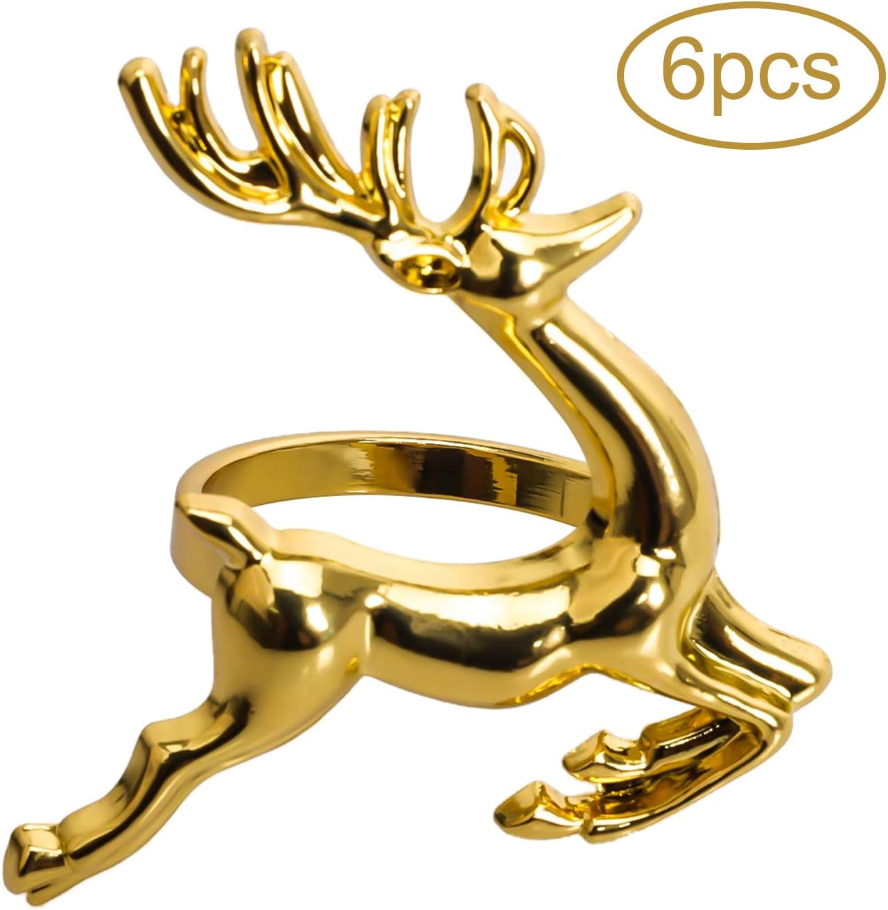 KissDate Napkin Rings, 6Pcs Gold Elk Chic Napkin Rings for Place Settings, Wedding Receptions, Christmas, Thanksgiving and Home Kitchen Dining Table Linen Accessories: Home & Kitchen