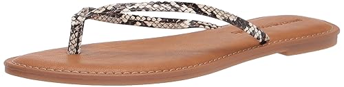 Amazon Essentials Women's Thong Sandal, Black White Snake Print, 6.5