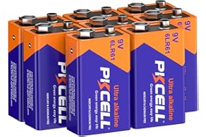 PILOCEL 9V Batteries, 9 Volt Alkaline Battery, Long-Lasting 9V Battery for Smoke Detector, 10-Year Shelf Life, 8 Pack