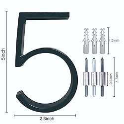 5" Zinc Alloy Floating House Number, Metal Modern