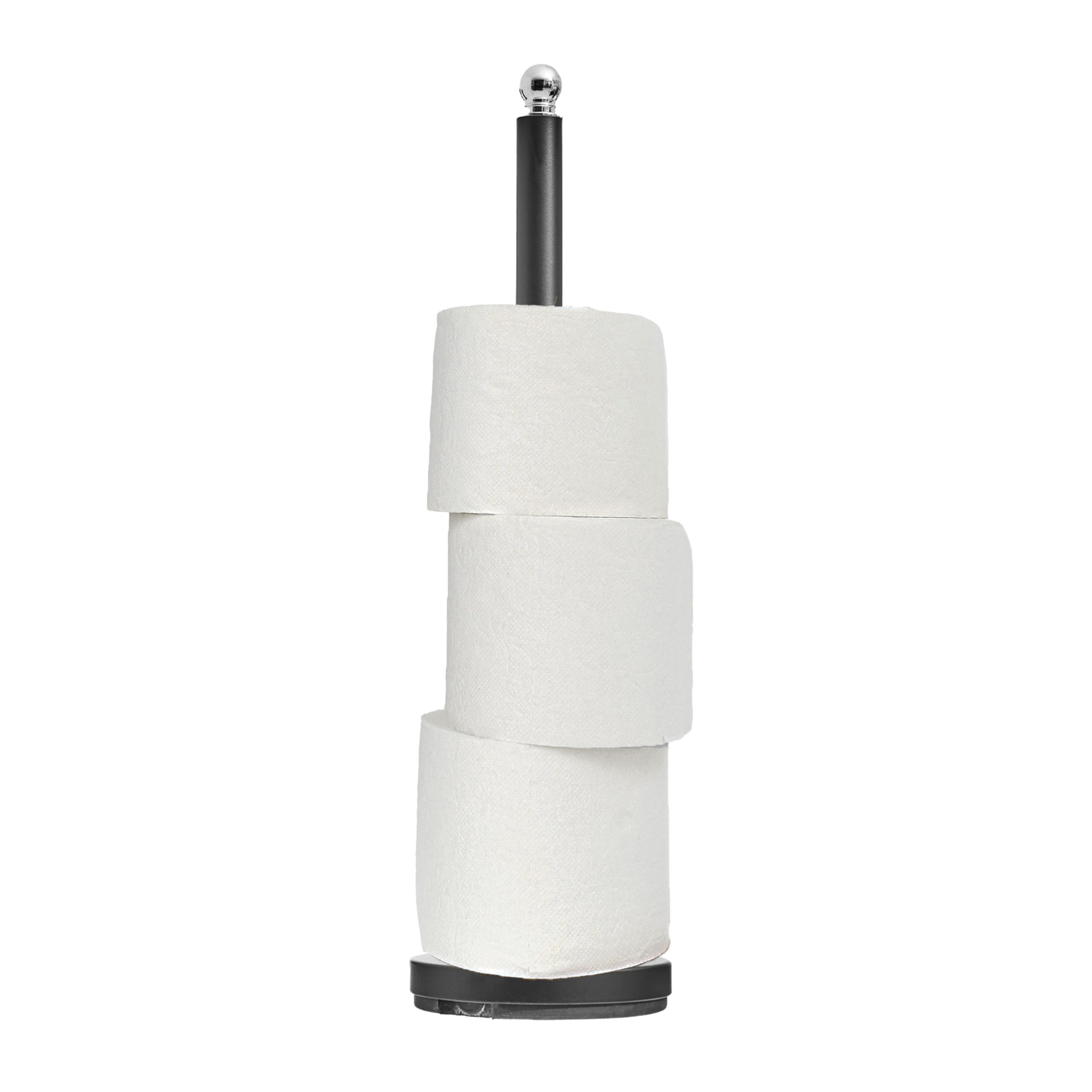 Premier Housewares Elegant Design Black Toilet Roll Holder | Stable Free Standing Toilet Roll Holders | Sturdy Paper Storage | Versatile Toilet Roll Holder With Black Base