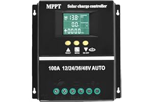 LYIYEYAN Solar Charge Controller - 100A MPPT LCD Display Solar Battery Regulator, 7 Modes 12/24/36/48V Intelligent Solar Panel Regulator with Double USB Charging Port for Lead-Acid/Lithium