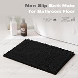 wyewye Bath Mat 40x60cm Chenille Non-Slip Absorbent Quick Dry Black view 8