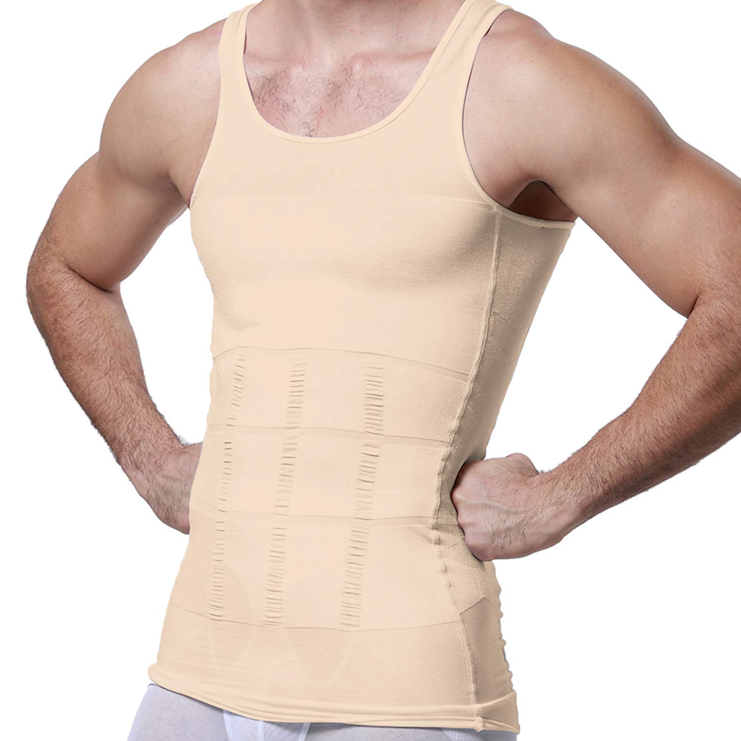 GKVK Mens Slimming Body Shaper Vest Shirt Abs Abdomen Slim