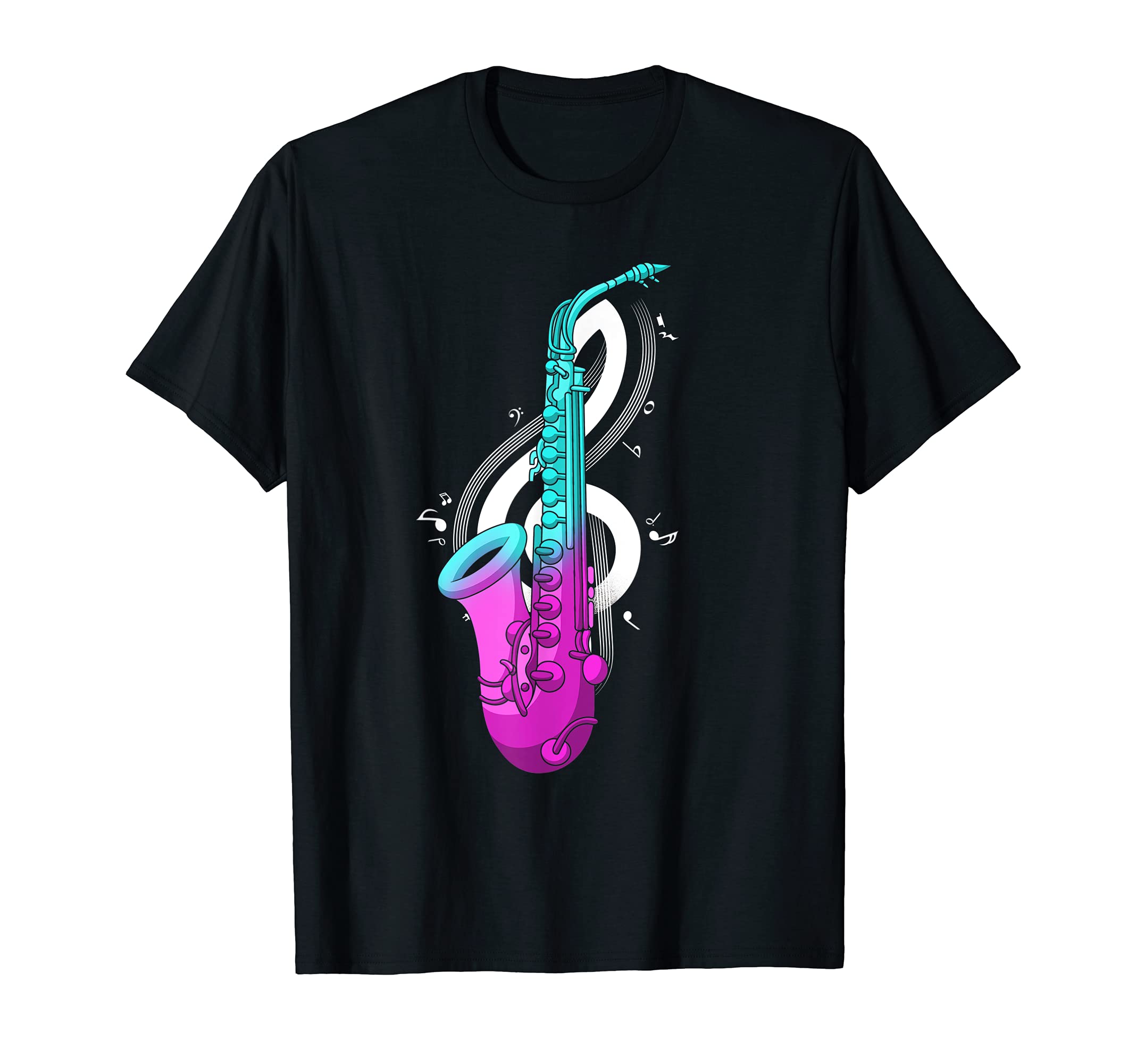 Musician Music Notes Sax Saxophonist Treble Clef Saxophone T-Shirt