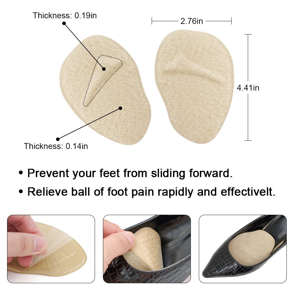 Ball of Foot Cushions by SQHT, Metatarsal Pads Self-Sticking Forefoot Inserts Heel Grips for Pain Relief