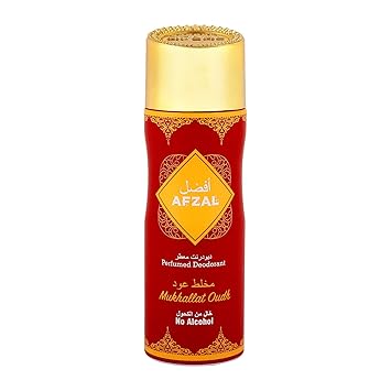 AFZAL Non Alcoholic Mukhallat Oudh Perfume Deodorant For Men & Women 200 Ml