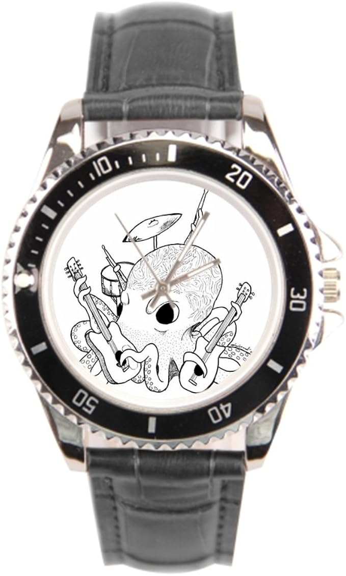 dearo pulpo Reloj de pulsera correa de cuero banda de Rock N ...