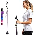 Honmido Walking Cane Foldable for Men & Women Seniors for Balance,Self Standing Folding Cane,Height Adjustable Anti-Slip Lightweight Alloy Walking Stick Collapsable for Travel Mobility Aid