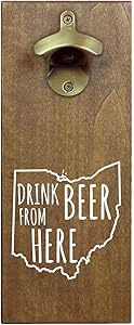 Torched Drink Beer From Here Magnetic Beer Bottle Opener with Cap Catcher (Ohio) | Wall Mounted Bottle Opener Refrigerator Magnet | Makes a Great Gift for Men, Beer Lovers, and Collectors |