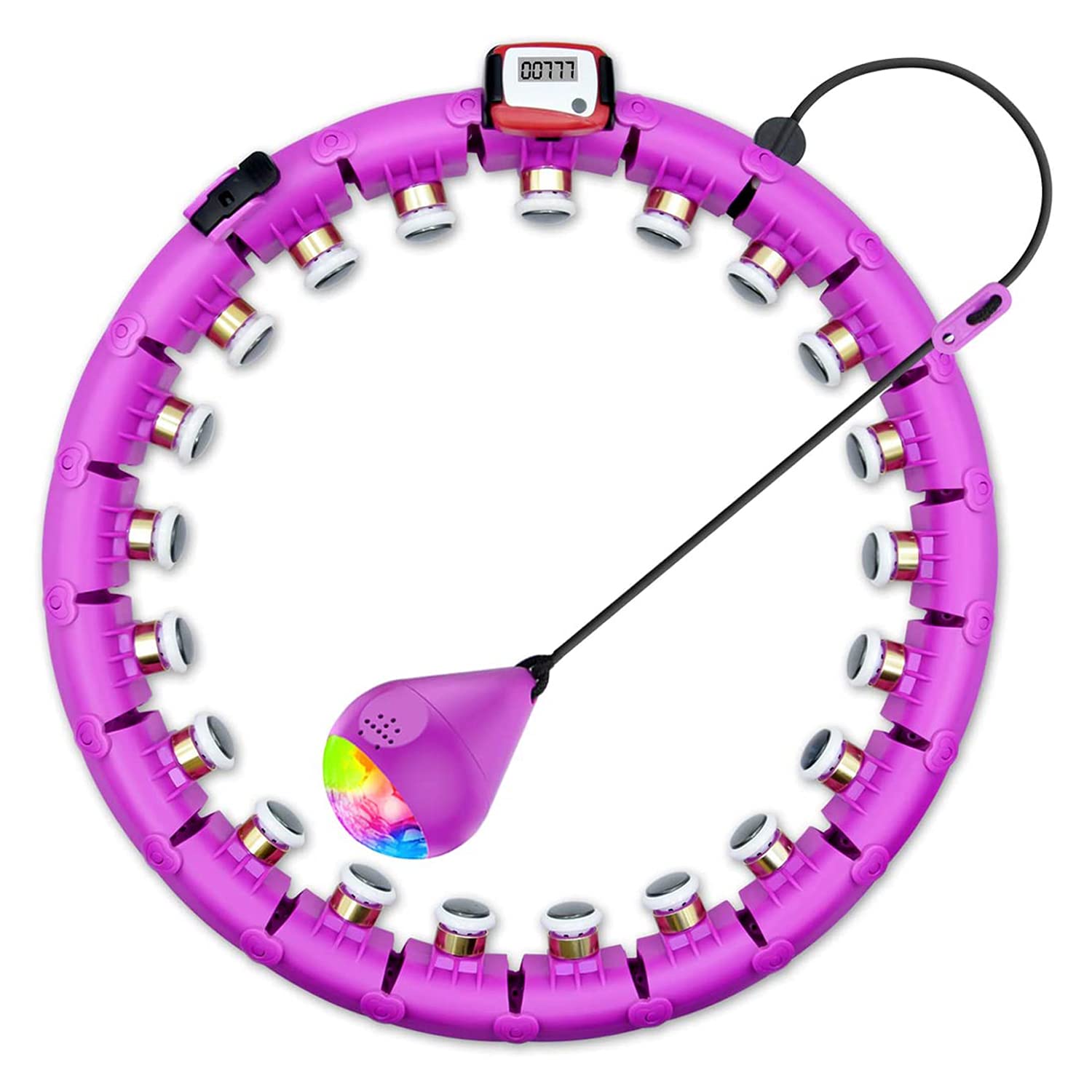 Yunjiadodo Weighted Hula Hoops For Adults Adjustable With 360 Degree Massage And Intelligent Recording Data Does Not Fall Down (Purple)