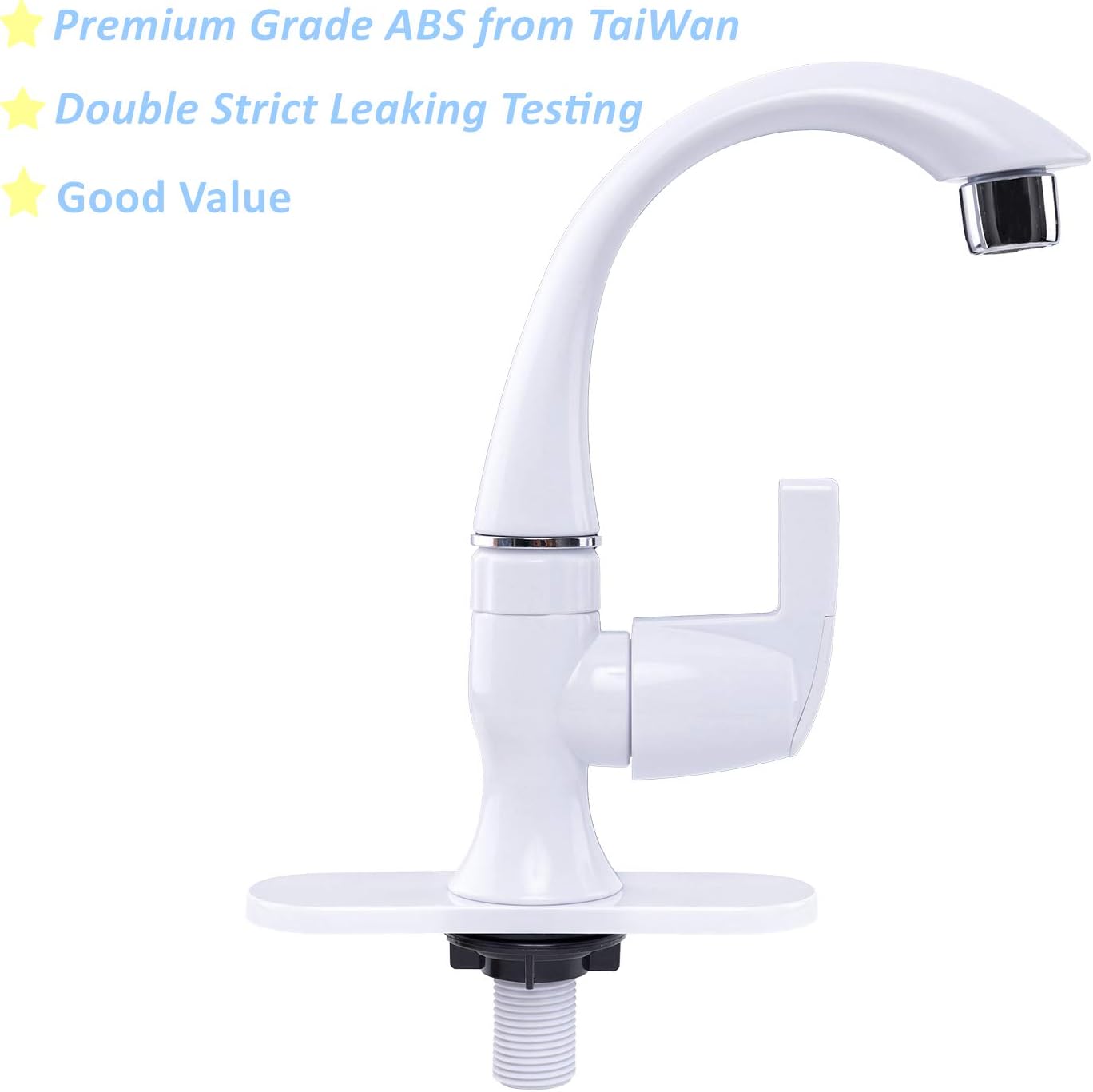 Bathroom Tub Faucet Utility Sink Faucet Replacement Non Metallic Abs Plastic Motorhome Faucet For Garage Wash Basin Basement Tub For Workshop Cabinet Slop Sink White Finish Camper Van Sink Faucet Bathroom Sink Faucets Parts Bathroom Fixtures