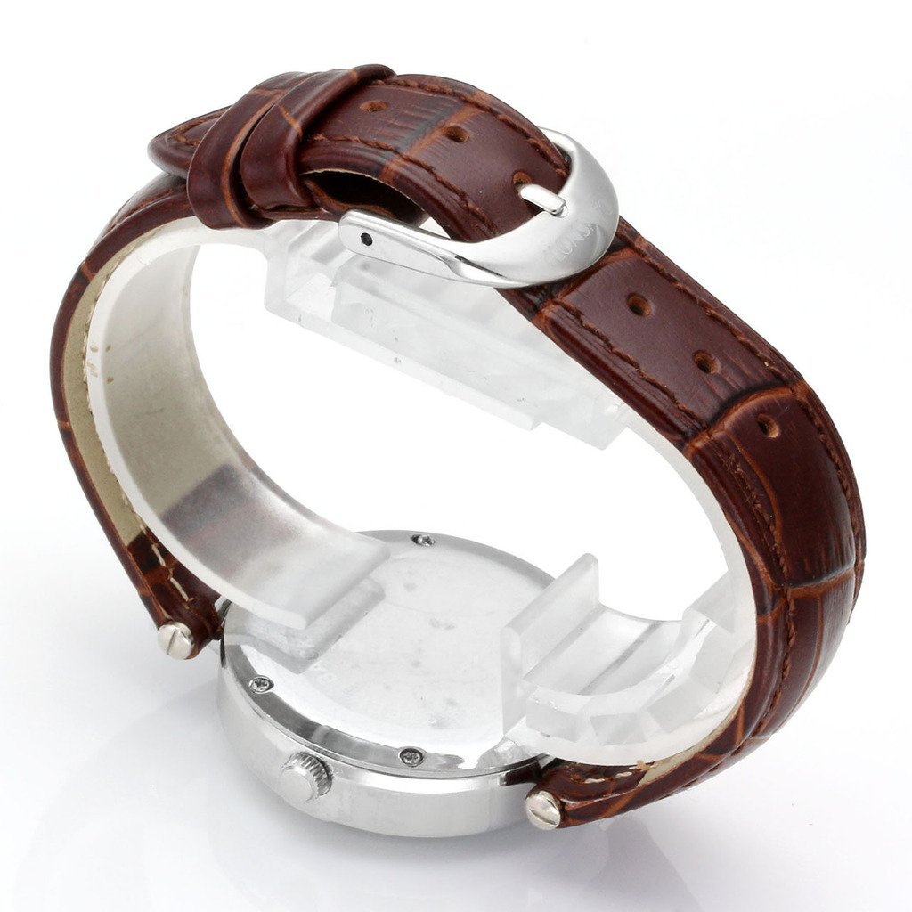 JSDDE Uhren,Elegant Damen Armbanduhr Kalenderuhr Klassisch Echtleder Band Damenuhr Analog Qaurzuhr Business Uhr,Braun