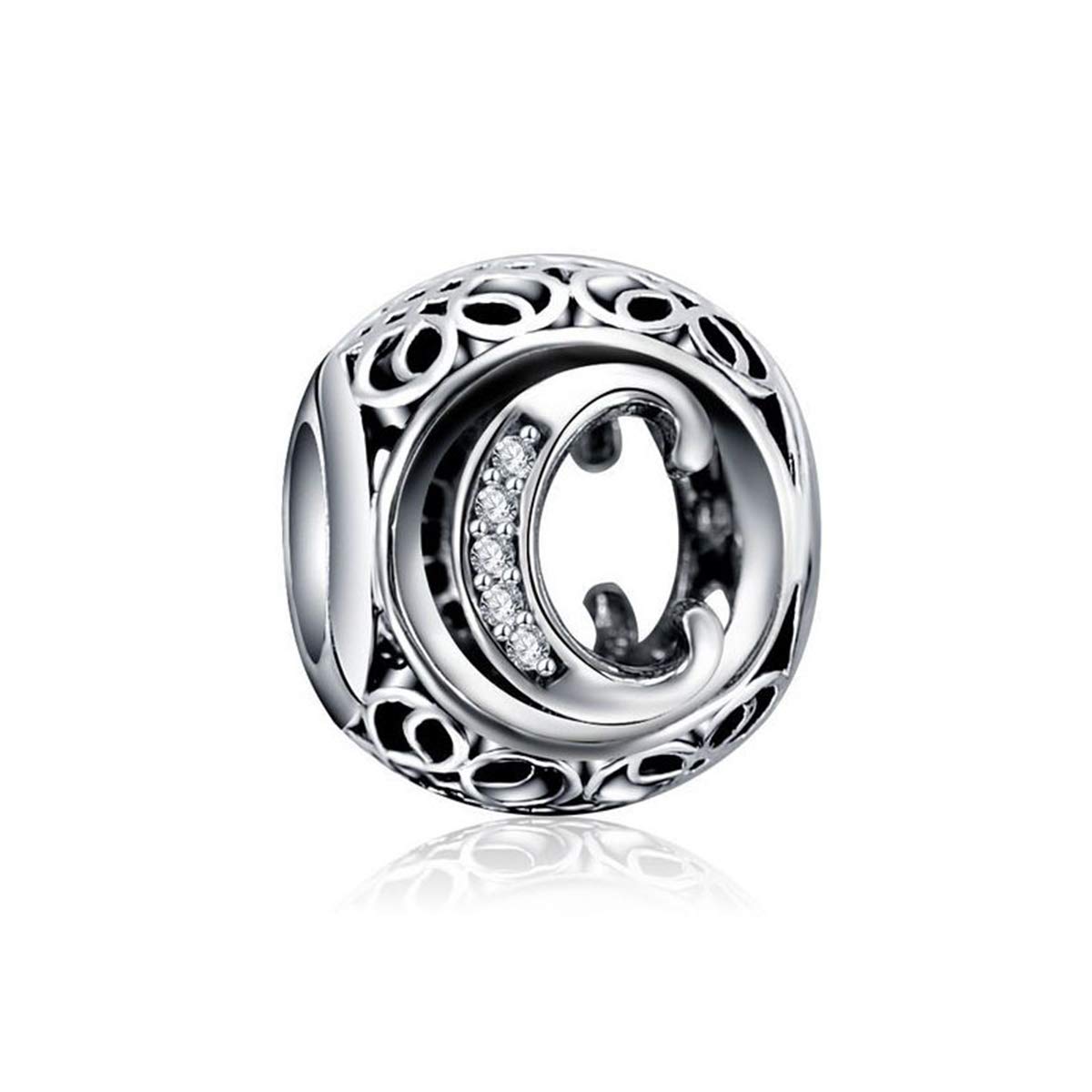 Alphabet Letter Charms for Women European Bracelets,Genuine 925 Sterling Silver Alphabet Beads Initial Letter A-Z Charms Birthday Christmas Gift Jewellery (Letter C Charm)