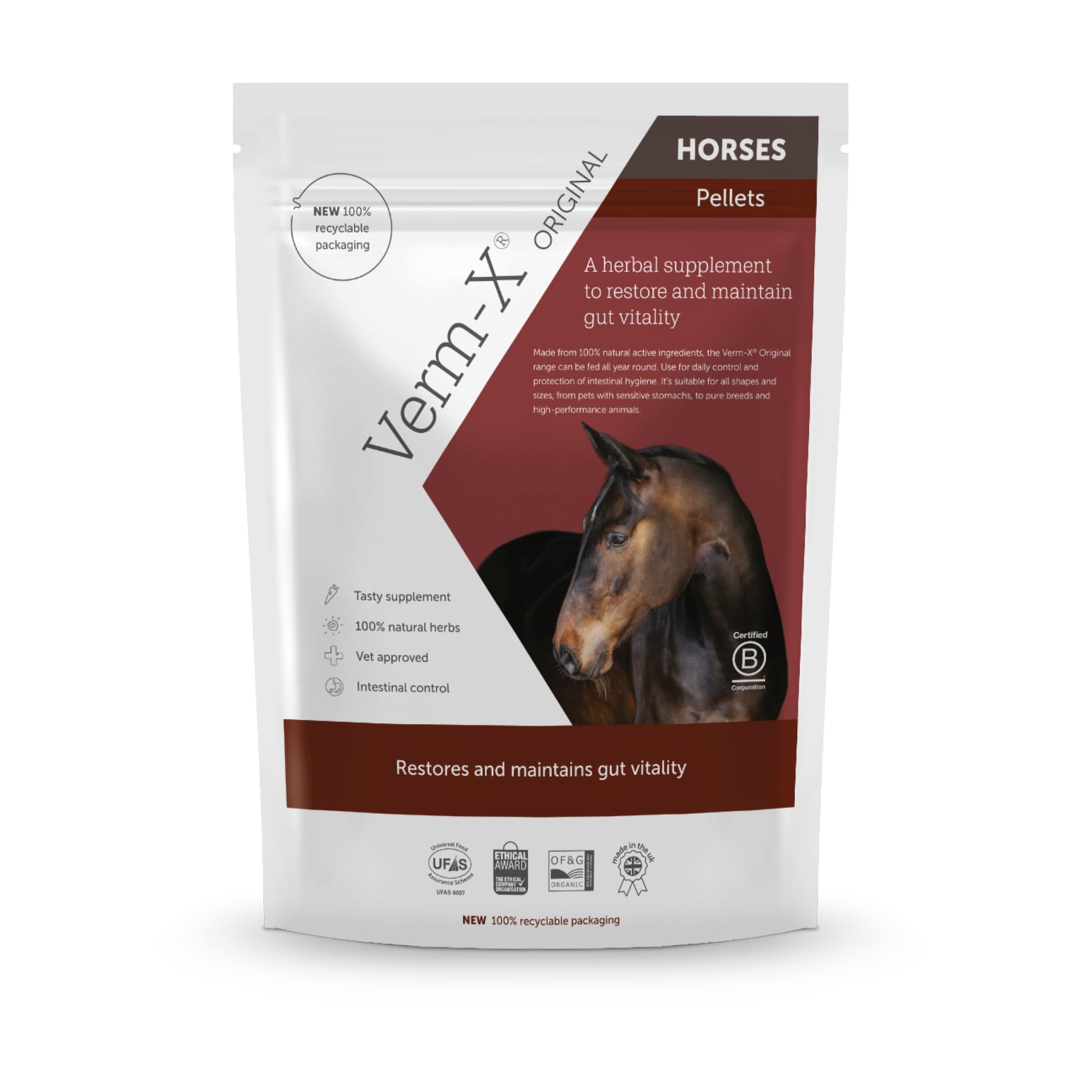 Verm-X All Natural Pellets for Horses and Ponies. Supports Intestinal Hygiene. Vet Approved. UFAS Assured. Restores and Maintains Gut Vitality. Wormwood Free Recipe.