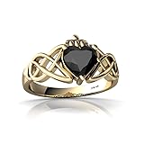 14kt Yellow Gold Black Onyx 6mm Heart Claddagh