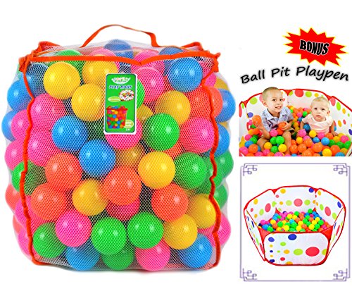 Joyin Toy Pack of 200 Plastic Pit Balls with Foldable Ball 