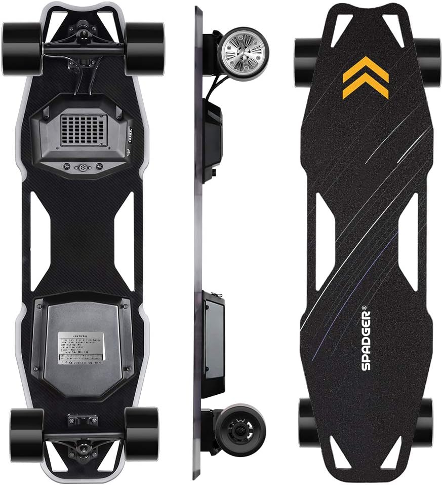Spadger Electric Skateboard, D5X Plus 35’’ Portable Longboard Skateboard, 23Mph 900W Dual Motor, 12 Miles Range, Load up to 264Lbs, with Wireless Remote Control & APP Control Bulit-in LED Lights