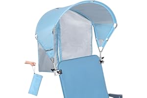GENERIC Universal Chair Umbrella Canopy, UPF 50+ Sun Shade with Adjustable Clamp, Fits Most Brands’ Beach, Camping, Lawn, Tanning, Zero Gravity, Lounge & Fishing Chairs, Patent Design